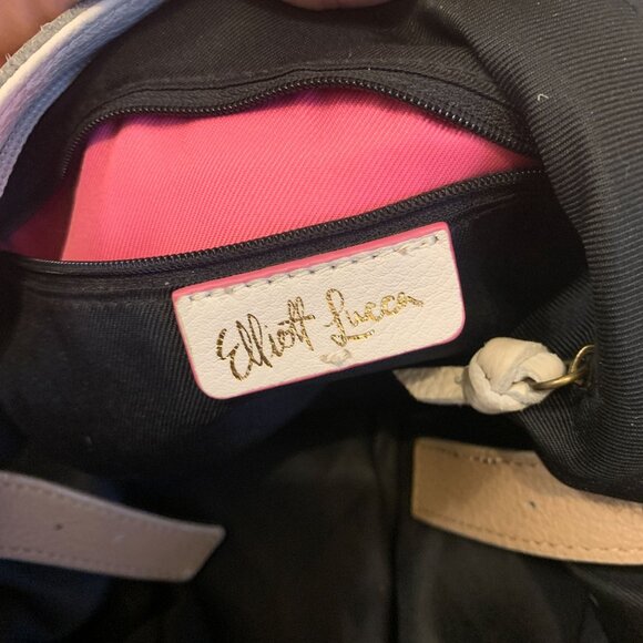 Elliot Lucca Black White Leather Purse Shoulder Strap Tassle - Picture 6 of 9